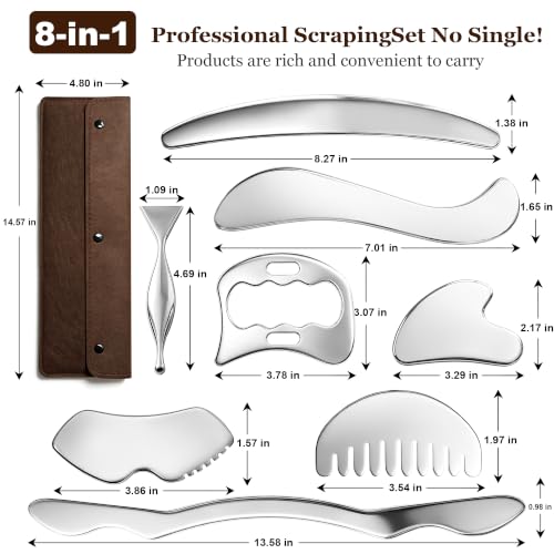 8-in-1 Stainless Steel Gua Sha Massage Tool Set