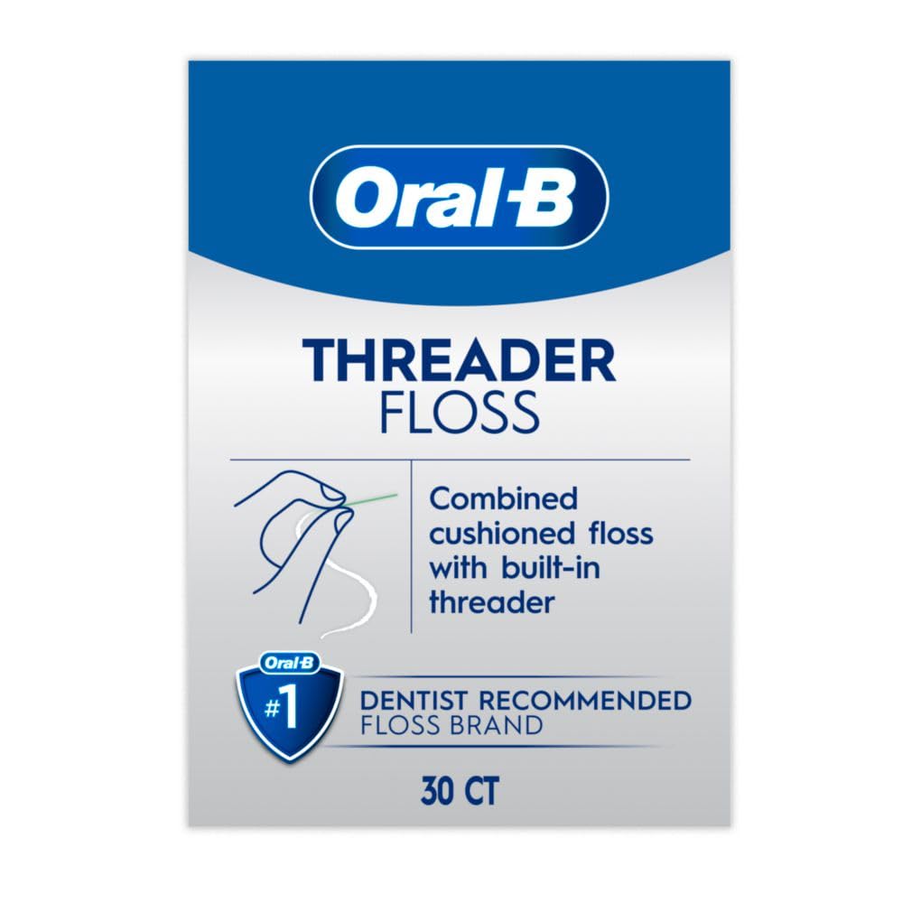 Oral-B Threader Floss 30 Count: 6 Envelopes of 5 Threaders (Pack of 12)