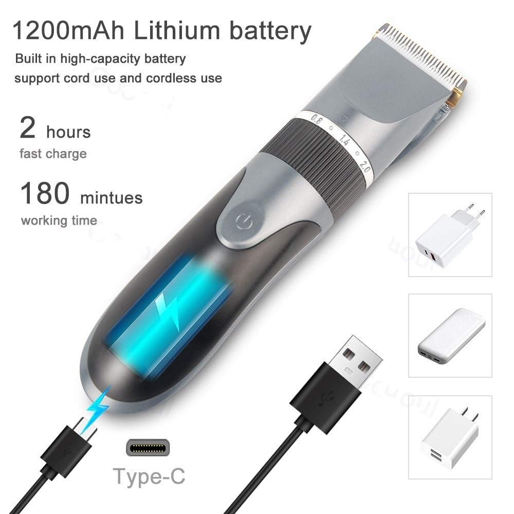Professional Cordless Rechargeable Hair Clippers for Men & Kids