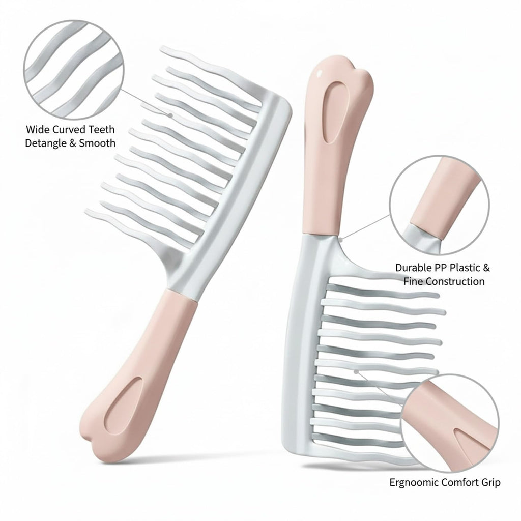Double-Row Wide Tooth Air Cushion Detangling Hair Comb, 2 Pack