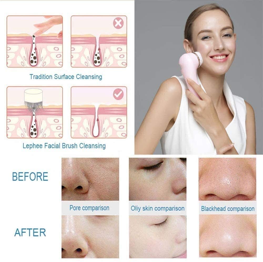Waterproof Facial Cleansing Brush with 3 Speed Modes