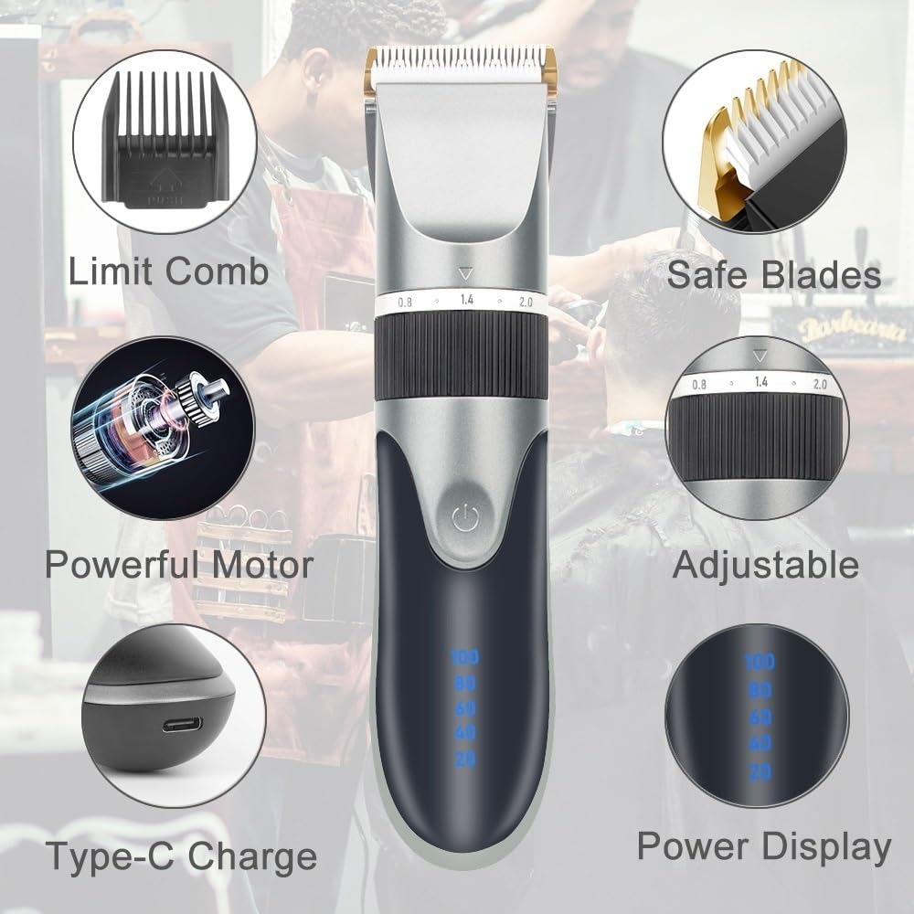 Professional Cordless Rechargeable Hair Clippers for Men & Kids