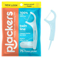 PLACKERS Dental Flossers, Twin-Line Advanced Cleaning, Mint Flavor 75 ea (Pack of 8)