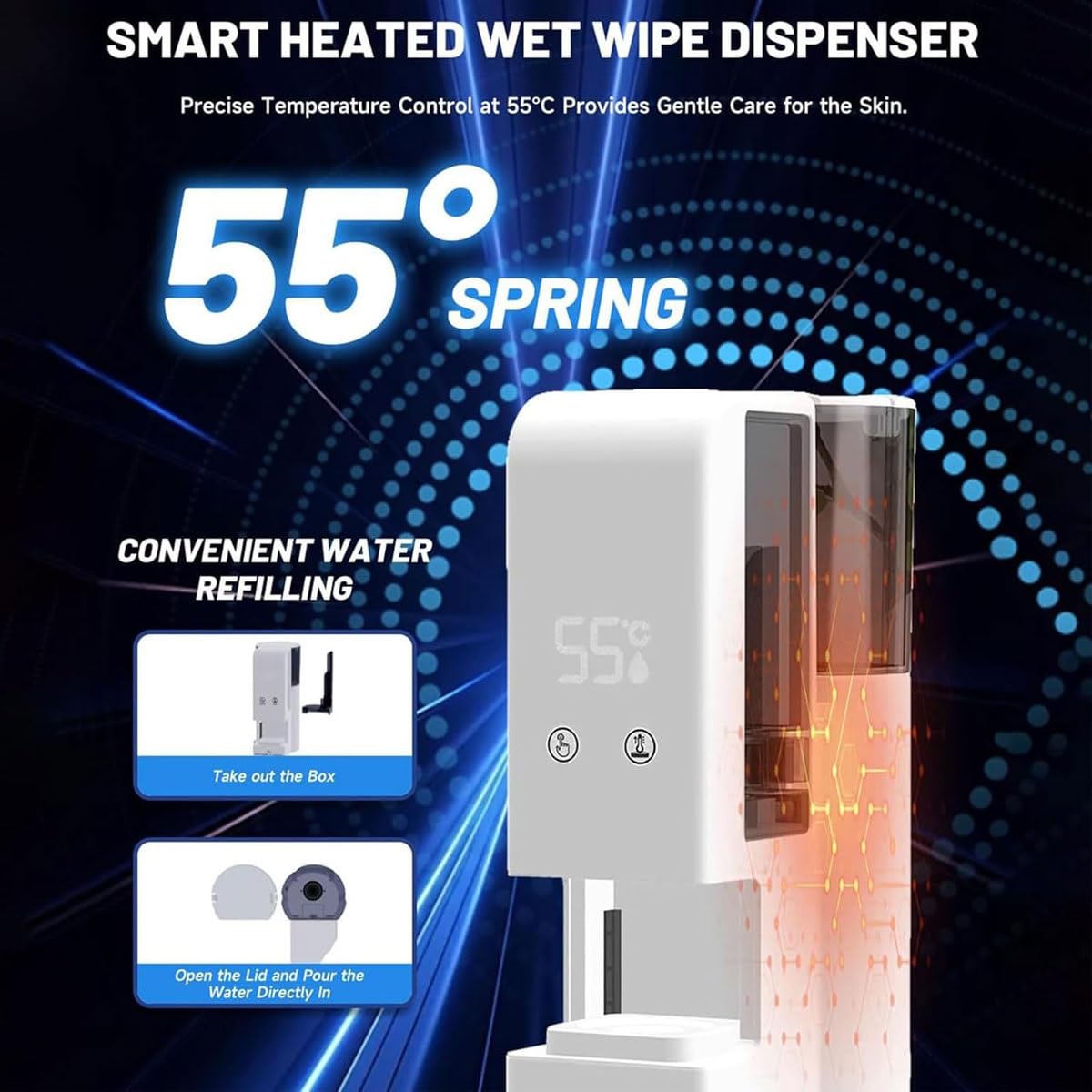 Automatic Hot Towel Dispenser with Steam, 40 Disposable Towels
