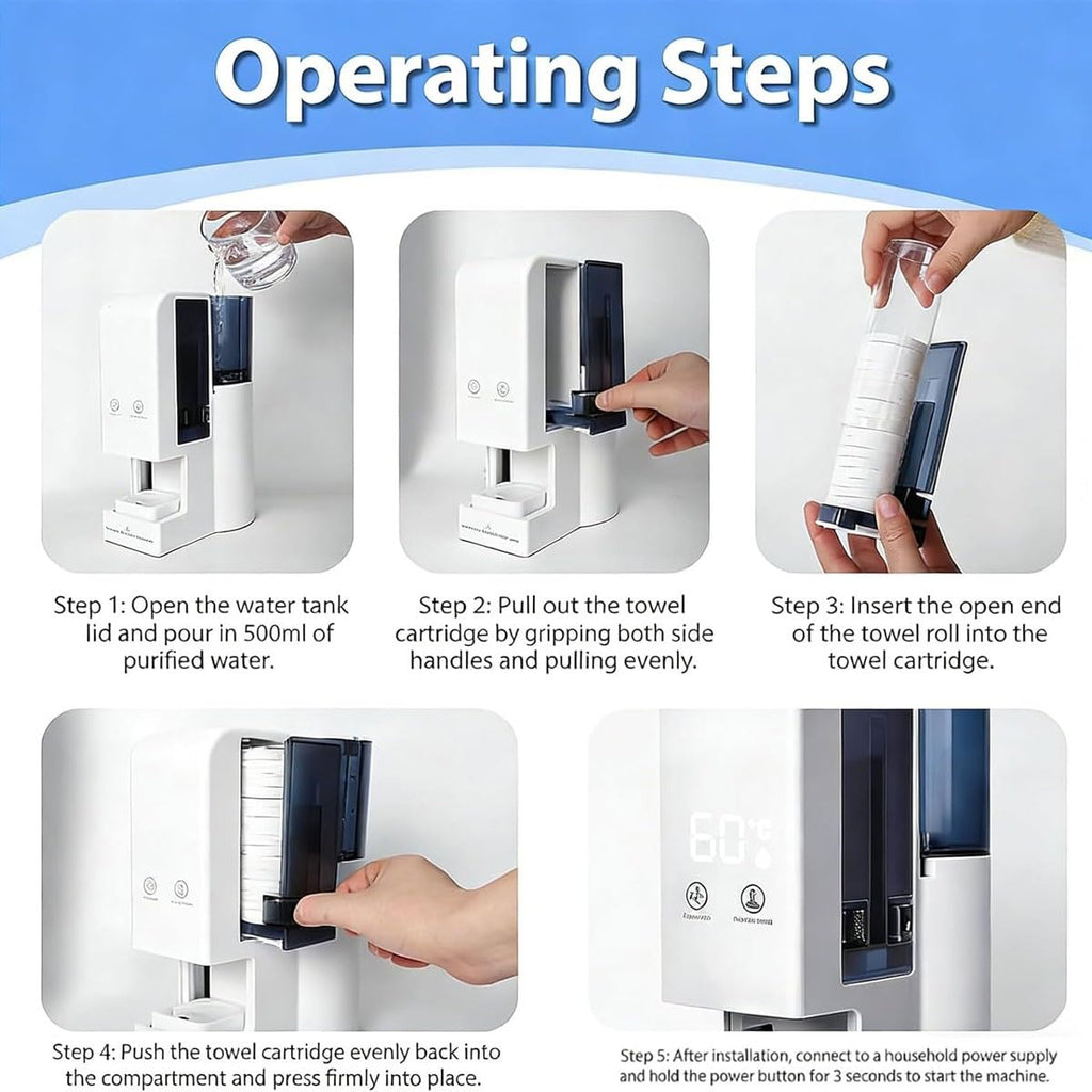 Automatic Hot Towel Dispenser with Steam, 40 Disposable Towels