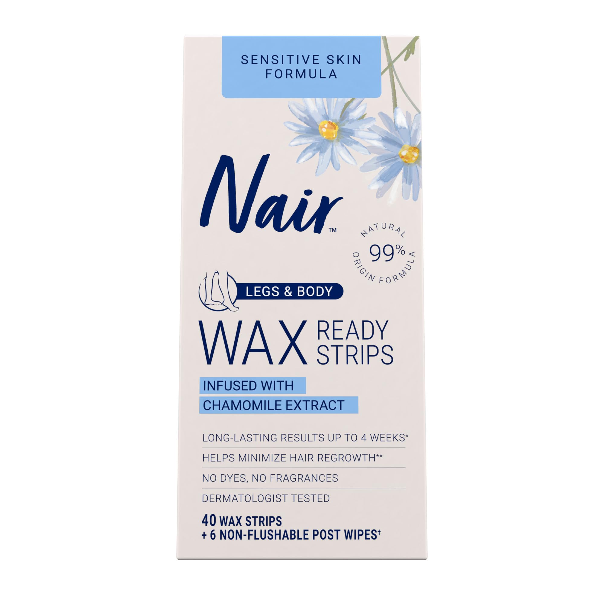 Sensitive Skin Hair Removal Wax Strips with Chamomile Extract