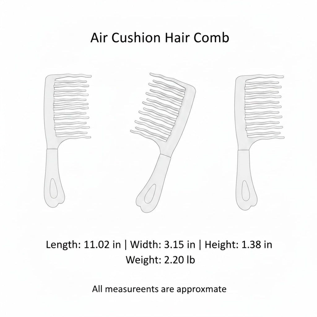 Double-Row Wide Tooth Air Cushion Detangling Hair Comb, 2 Pack
