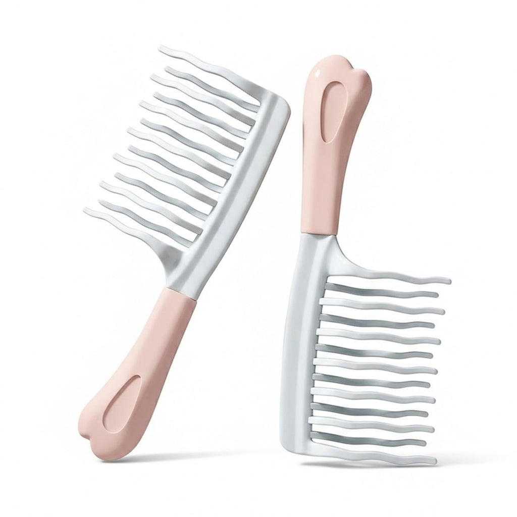 Double-Row Wide Tooth Air Cushion Detangling Hair Comb, 2 Pack