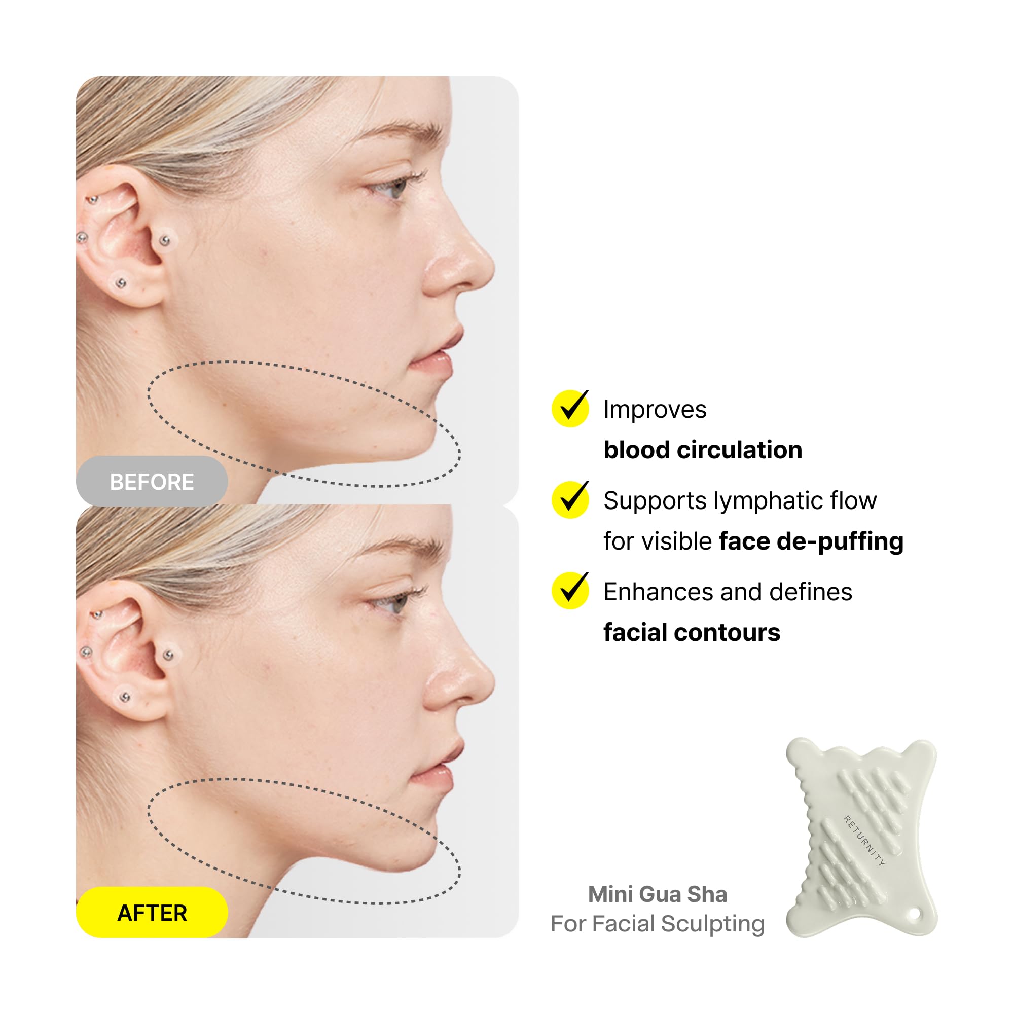 Ceramic Gua Sha Facial Tool for Lymphatic Drainage and Sculpting