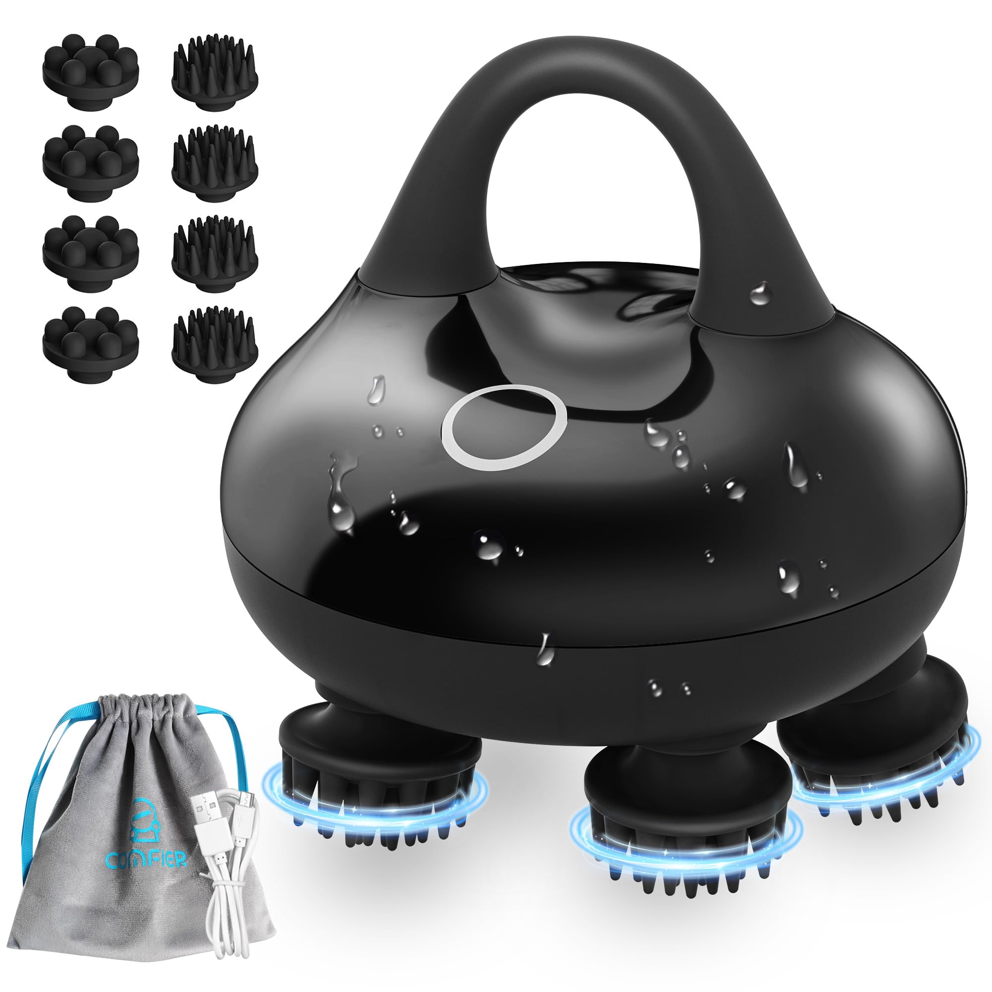 COMFIER Cordless Hair Scalp Massager- Electric Head Massager with Kneading 84 Massage Nodes, Handheld Portable Head Scratcher Massager for Hair Growth, Deep Clean and Stress Relax