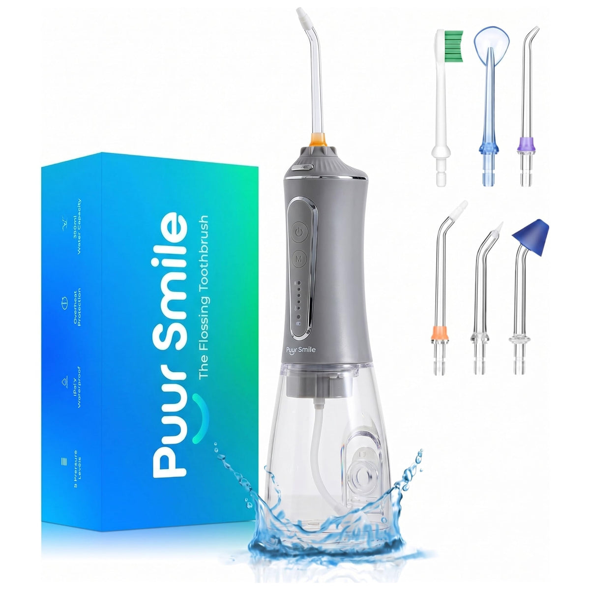 Professional Rechargeable Water Flosser with 7 Replacement Tips