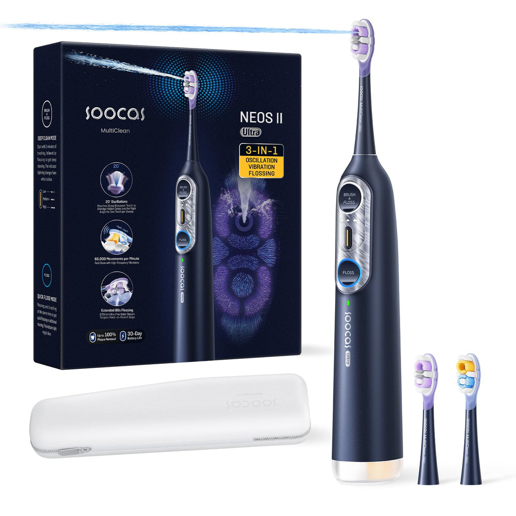 Soocas NEOS II Ultra Electric Toothbrush with Water Flosser, Midnight Blue