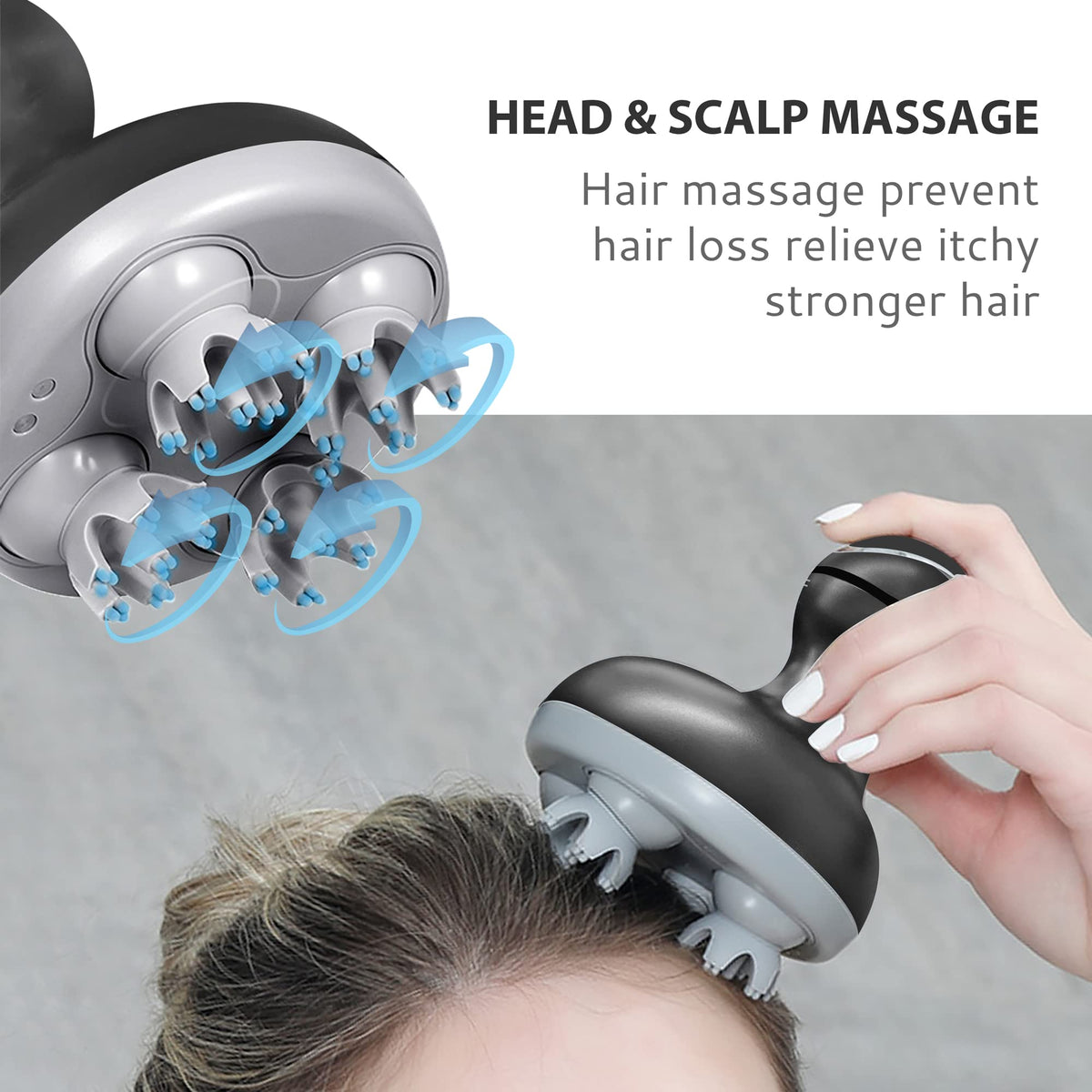 COMFIER Cordless Hair Scalp Massager- Electric Head Massager with Kneading 84 Massage Nodes, Handheld Portable Head Scratcher Massager for Hair Growth, Deep Clean and Stress Relax
