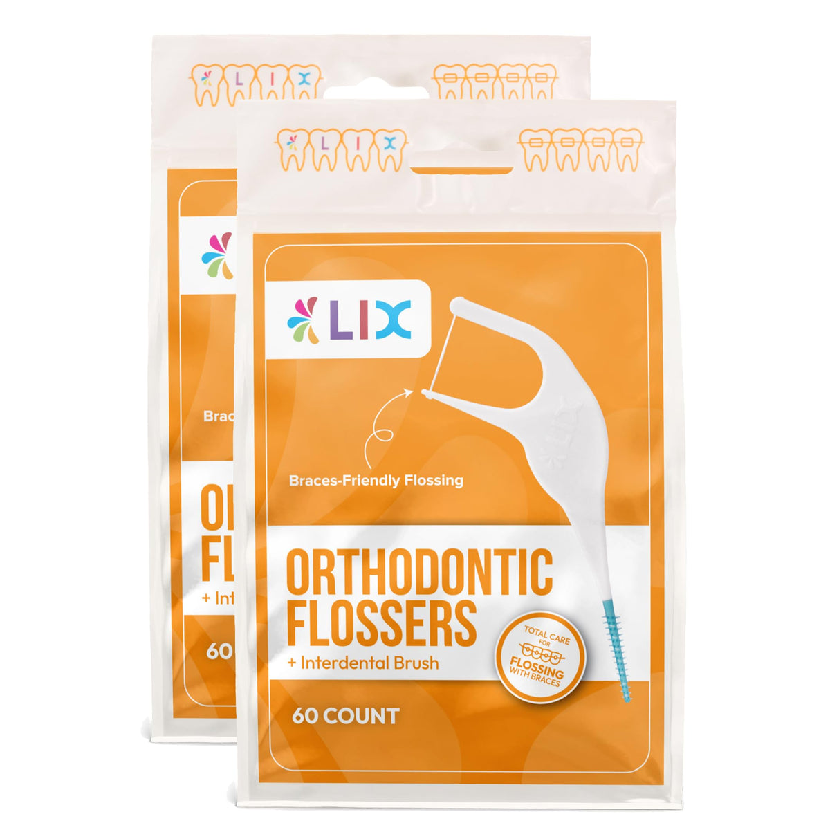 Orthodontic Floss Picks with Interdental Brush, 720 Count