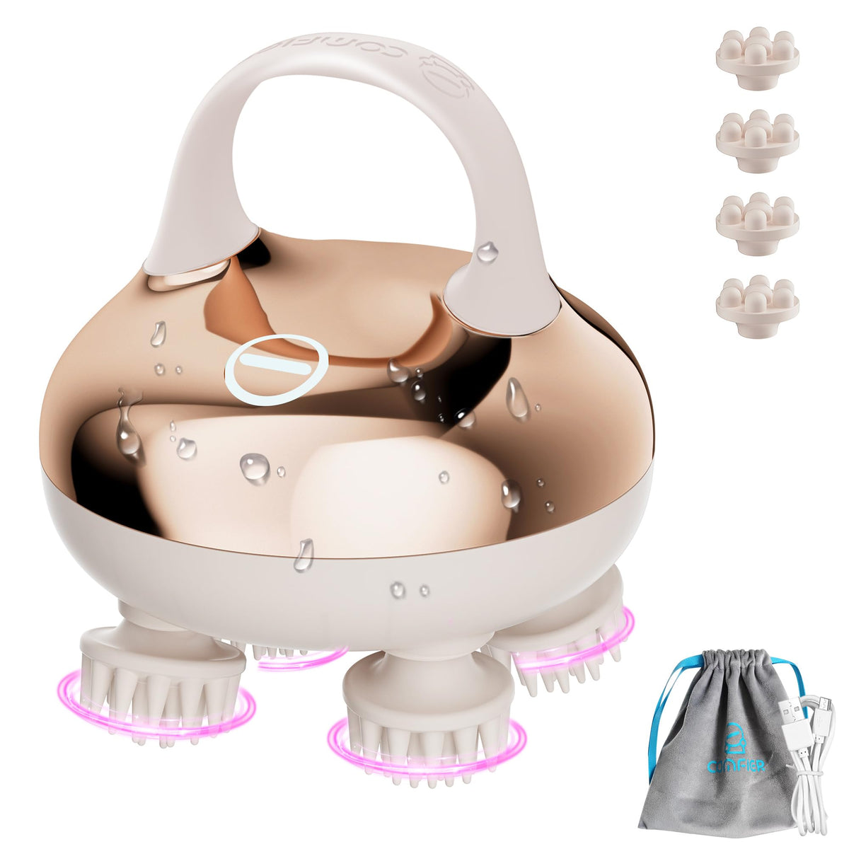 COMFIER Cordless Hair Scalp Massager- Electric Head Massager with Kneading 84 Massage Nodes, Handheld Portable Head Scratcher Massager for Hair Growth, Deep Clean and Stress Relax
