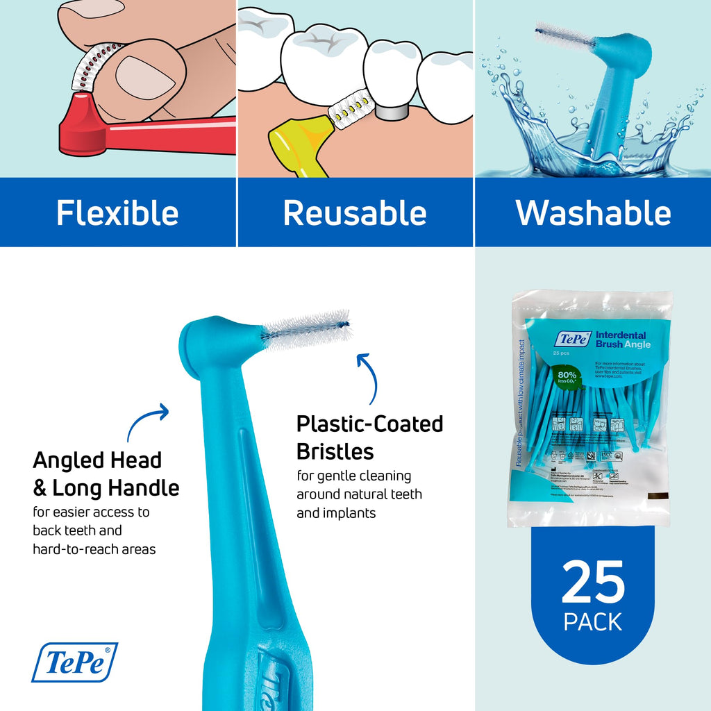 Angled Interdental Brushes for Medium Gaps, 0.6 mm, 25 Count
