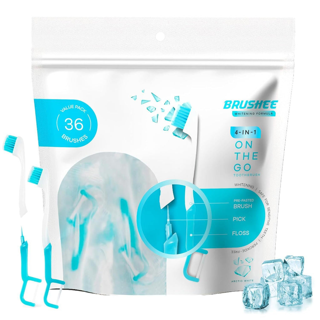 4-in-1 Disposable Whitening Travel Toothbrushes with Floss and Pick