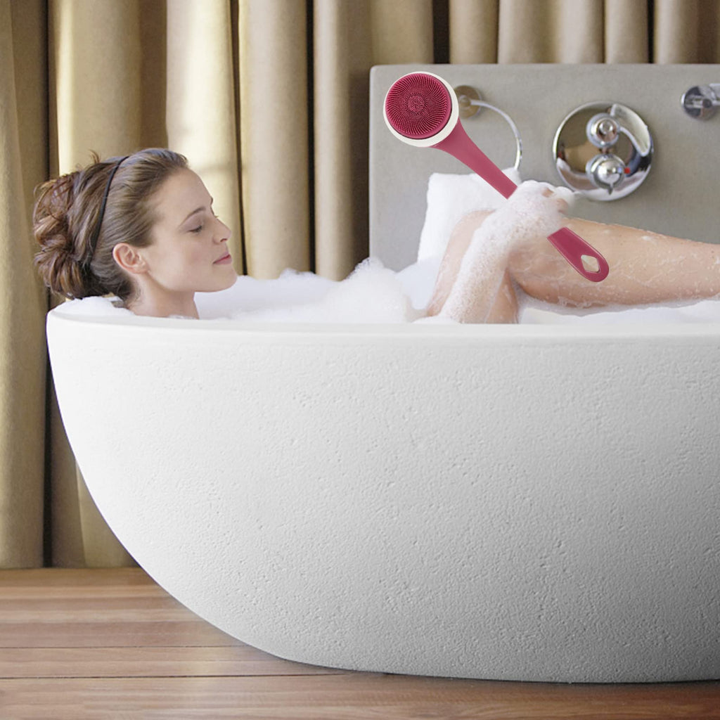 Electric Body Brush with Long Handle, Rechargeable Exfoliating Shower Scrubber