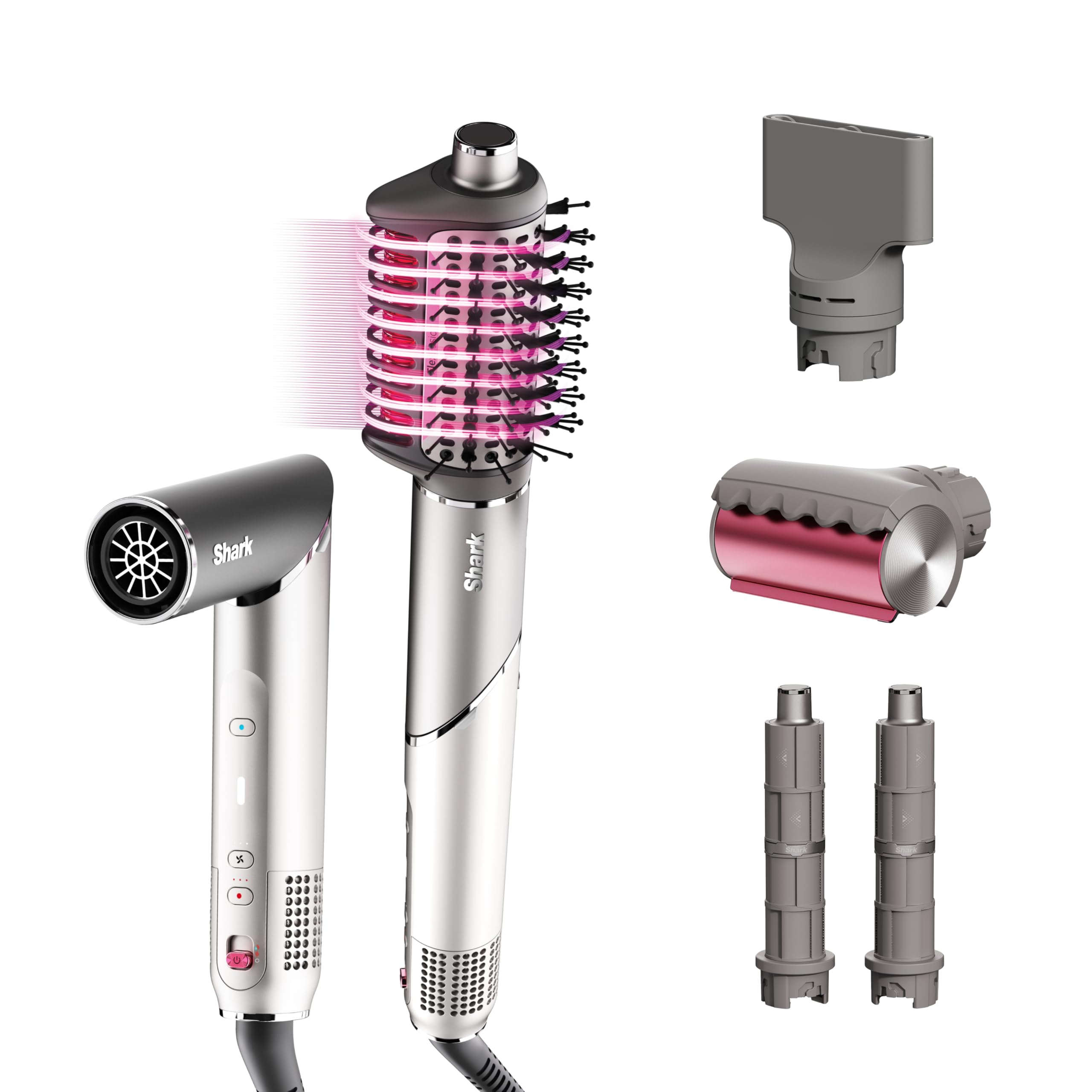 Hair Straightener & Dryer with Styling Brush and Auto-Wrap Curlers