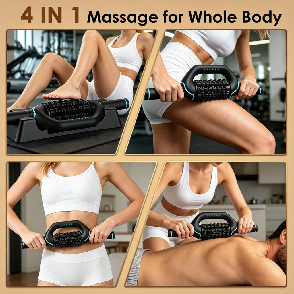 Electric Rolling Percussive Massager, Deep Tissue Massage Roller & 6 Speeds