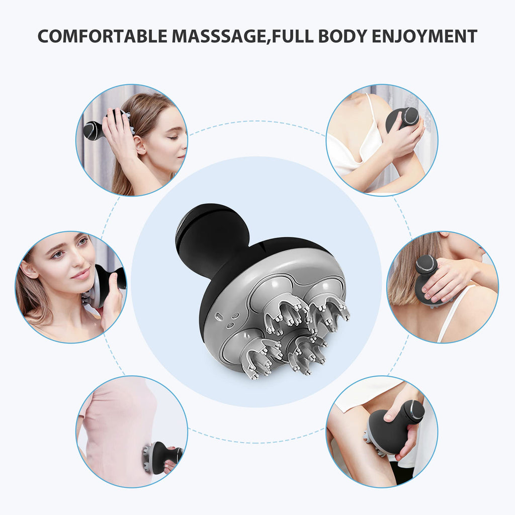 COMFIER Cordless Hair Scalp Massager- Electric Head Massager with Kneading 84 Massage Nodes, Handheld Portable Head Scratcher Massager for Hair Growth, Deep Clean and Stress Relax
