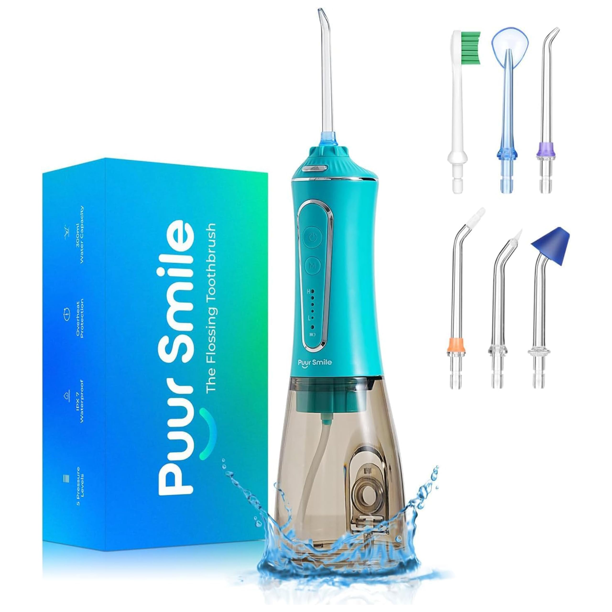 Professional Rechargeable Water Flosser with 7 Replacement Tips