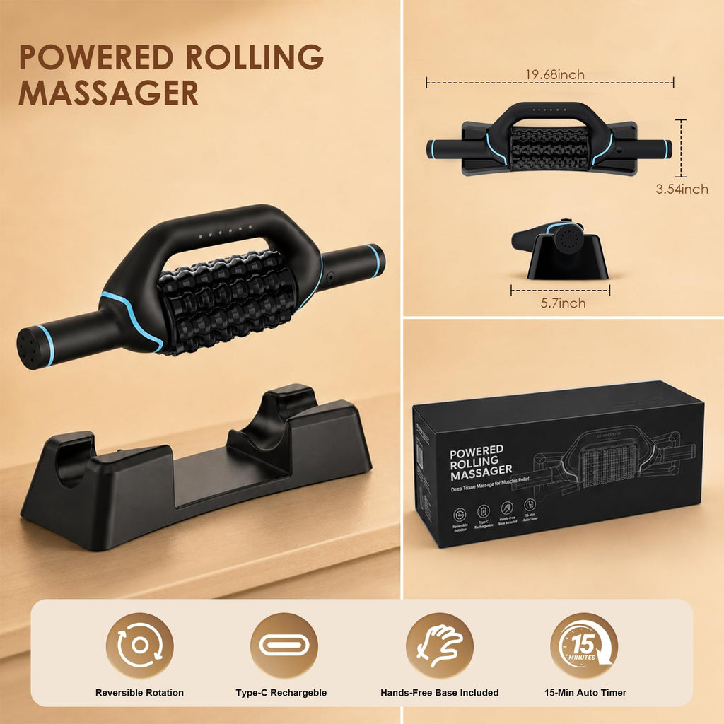Electric Rolling Percussive Massager, Deep Tissue Massage Roller & 6 Speeds