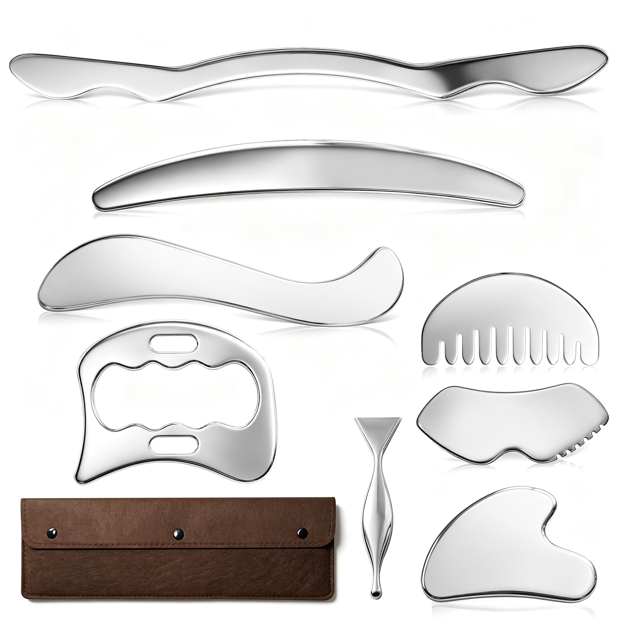 8-in-1 Stainless Steel Gua Sha Massage Tool Set