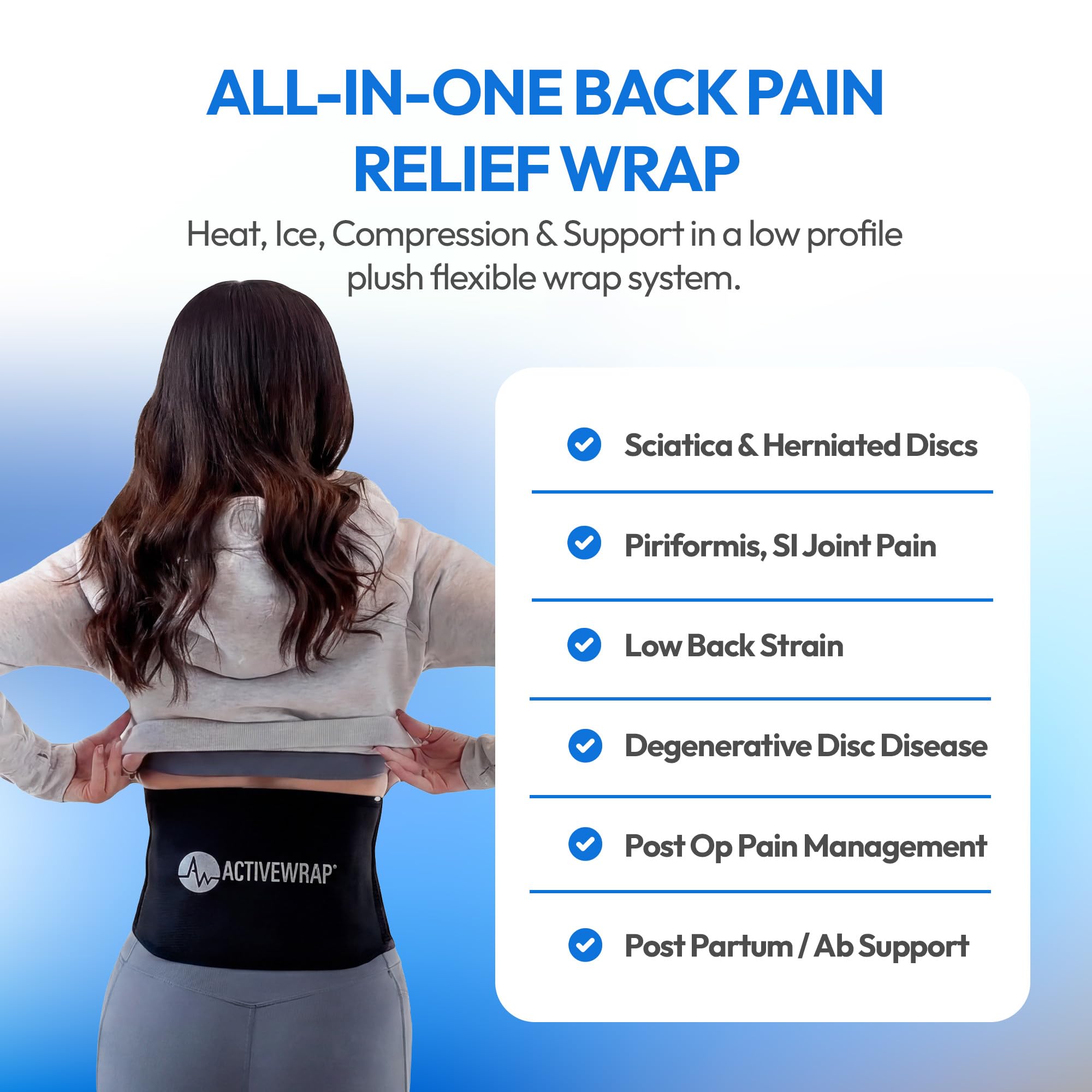 Reusable Hot & Cold Compression Wrap for Back & Hip Support