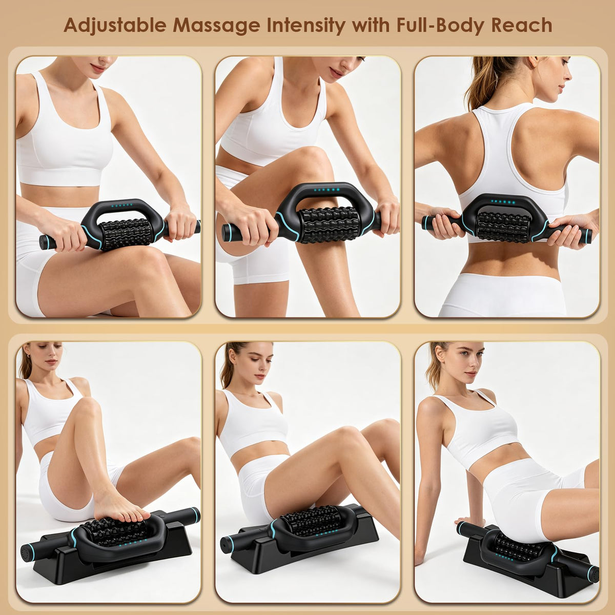 Electric Rolling Percussive Massager, Deep Tissue Massage Roller & 6 Speeds
