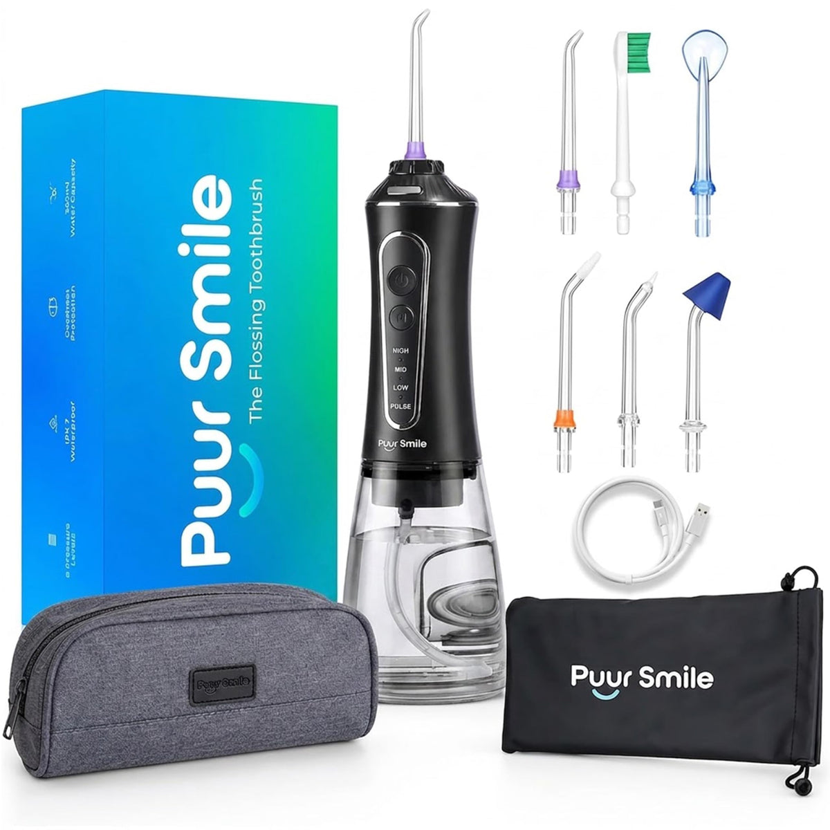 Professional Rechargeable Water Flosser with 7 Replacement Tips