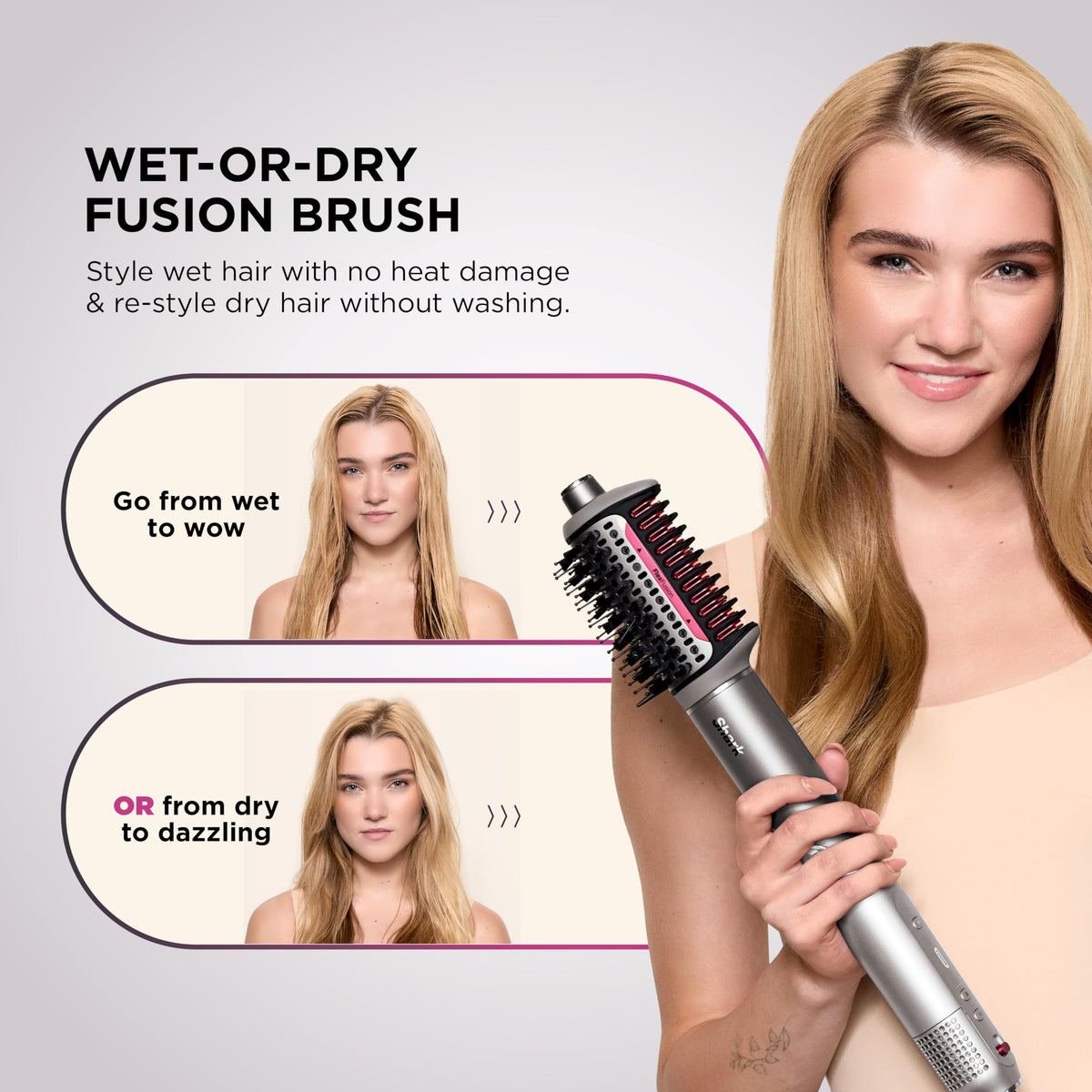 Hair Straightener & Dryer with Styling Brush and Auto-Wrap Curlers