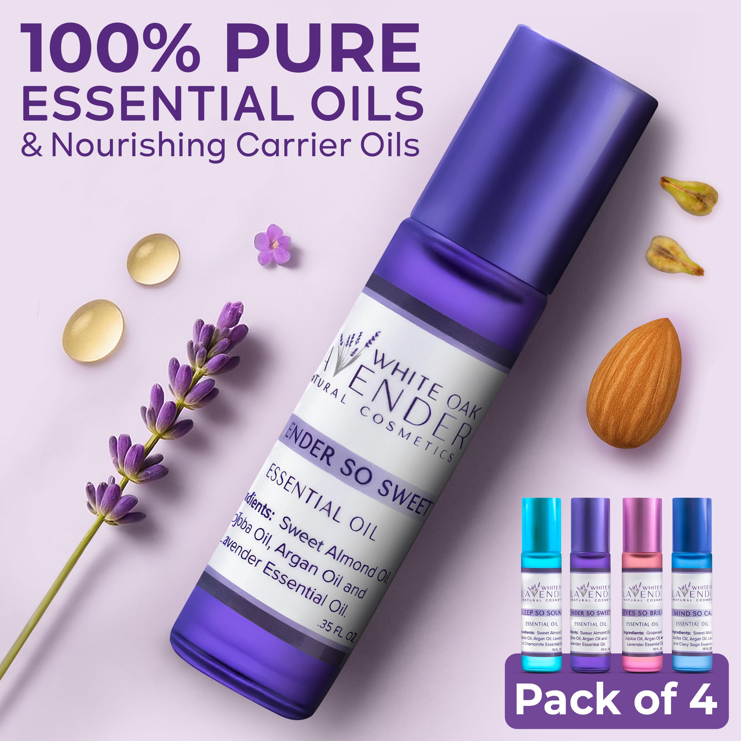 4-Piece Essential Oil Roll-On Set for Relaxation & Sleep