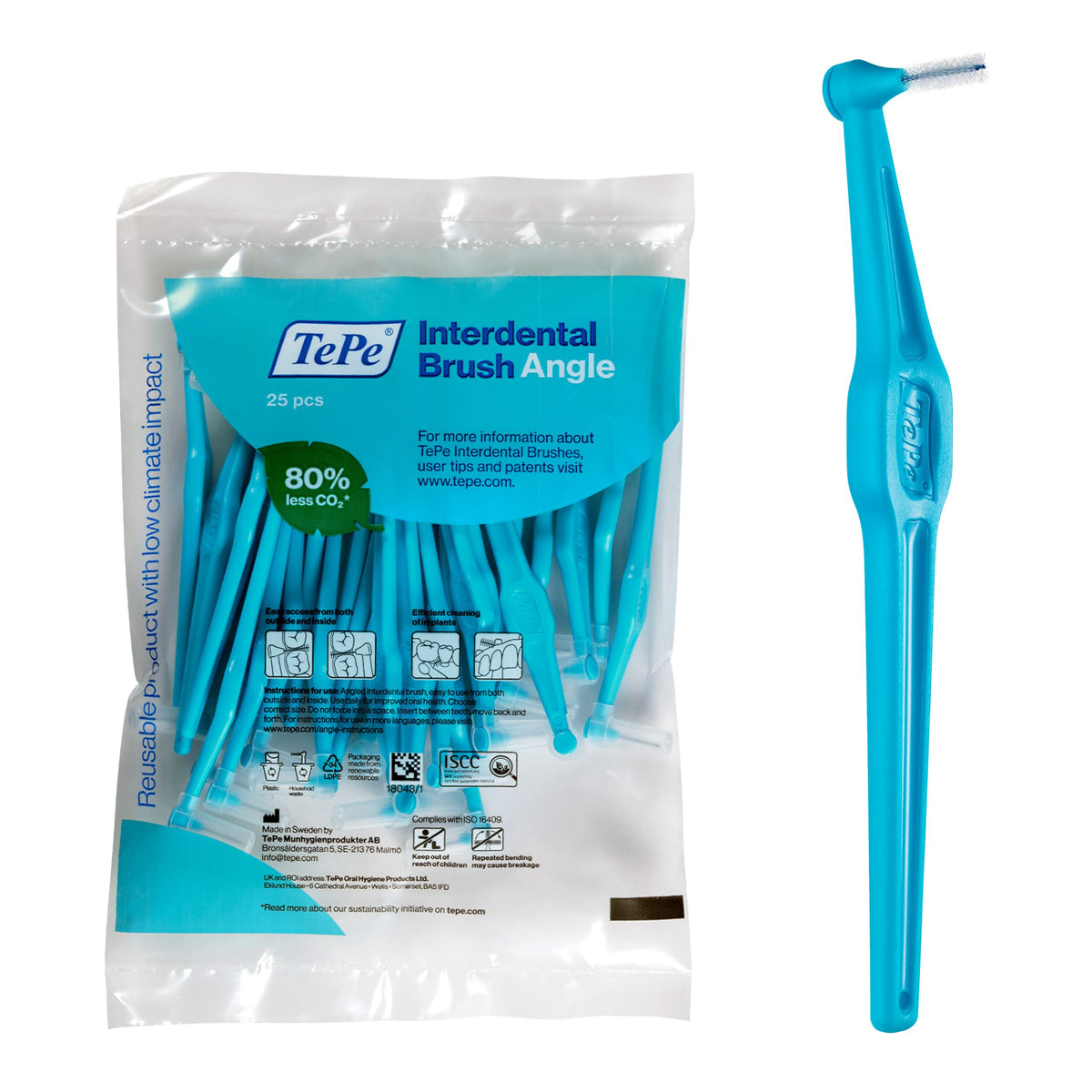 Angled Interdental Brushes for Medium Gaps, 0.6 mm, 25 Count