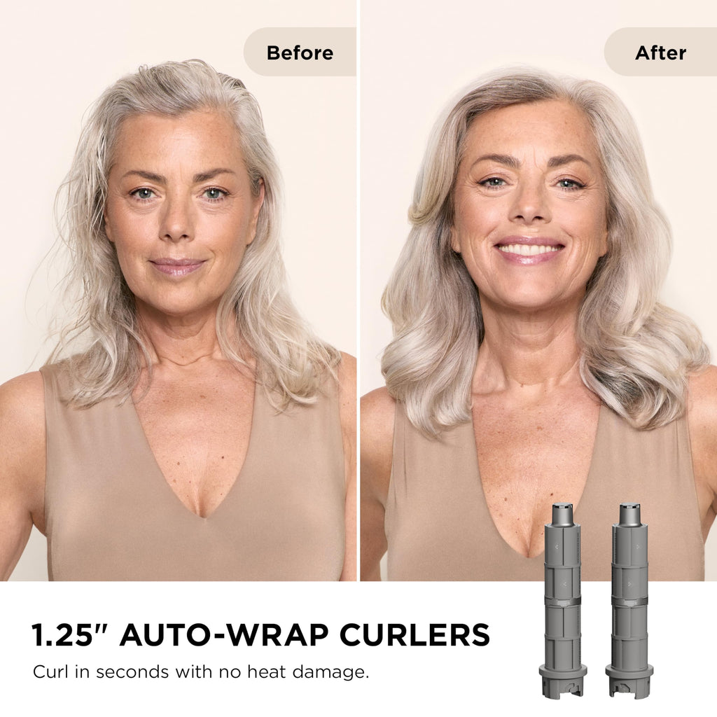 Hair Straightener & Dryer with Styling Brush and Auto-Wrap Curlers