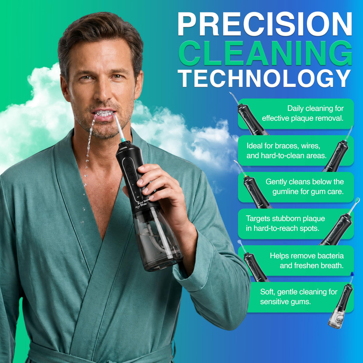 Professional Rechargeable Water Flosser with 7 Replacement Tips