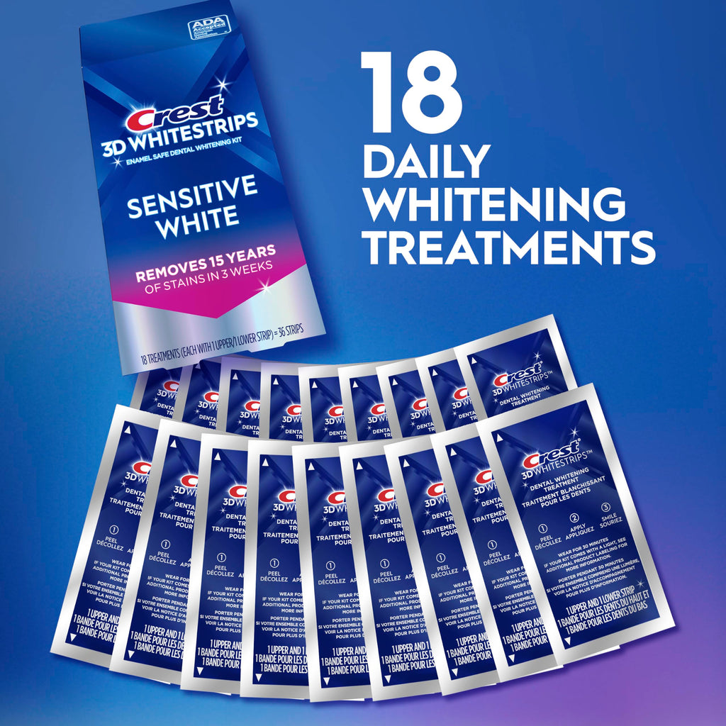 Sensitive Teeth Whitening Strips Kit, 18 Treatments