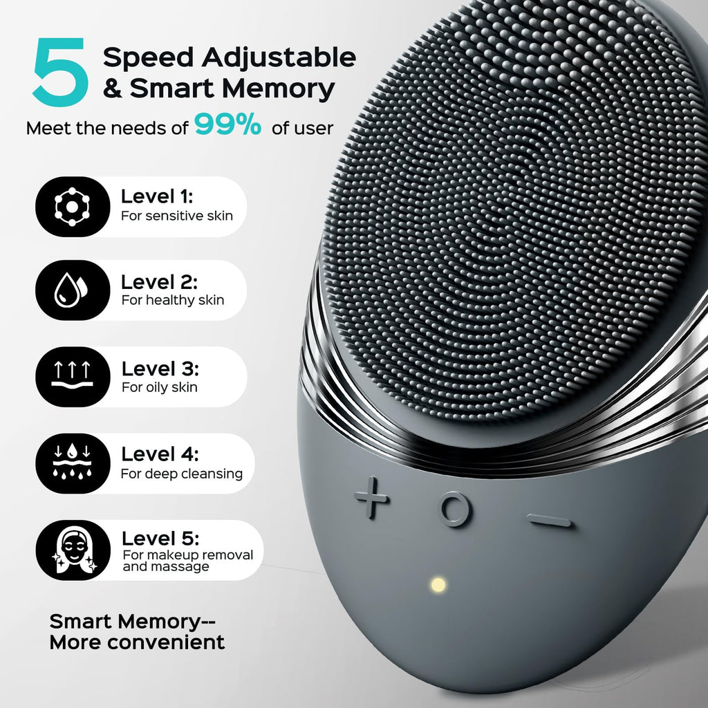 COSLUS FBS01 Facial Cleansing Brush Face Scrubber, Compact for Travel