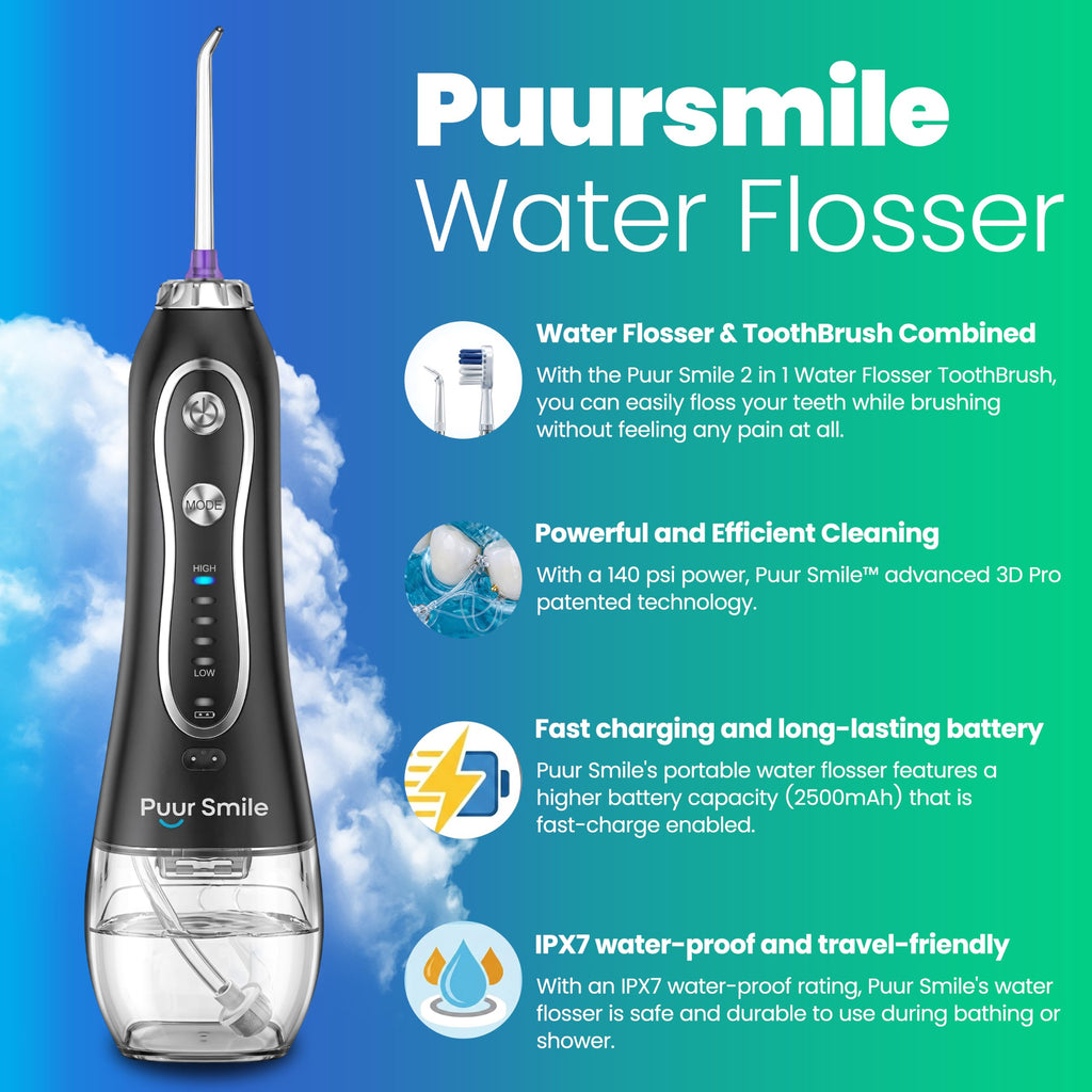 Professional Rechargeable Water Flosser with 7 Replacement Tips