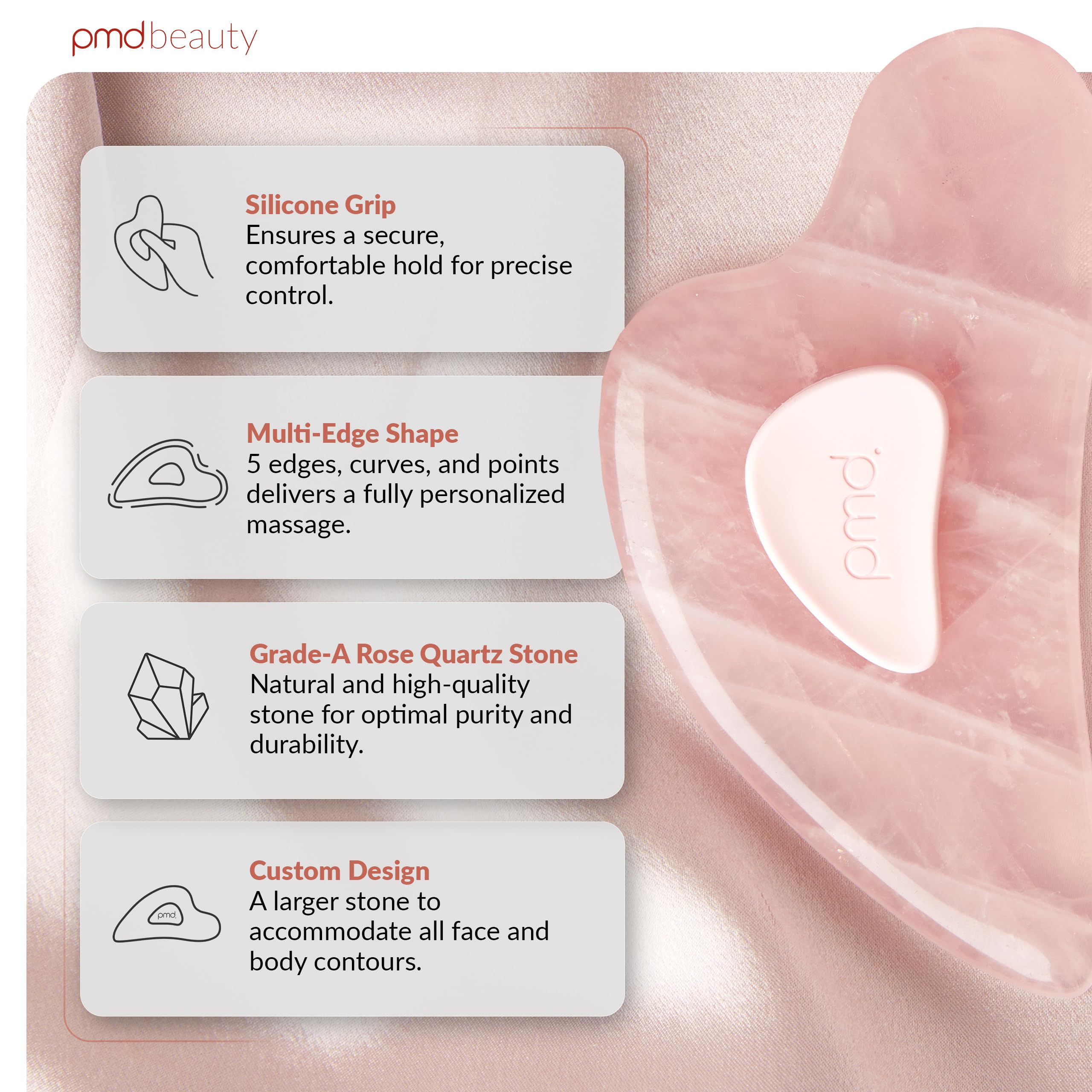 Rose Quartz Gua Sha Facial Sculpting & Depuffing Tool