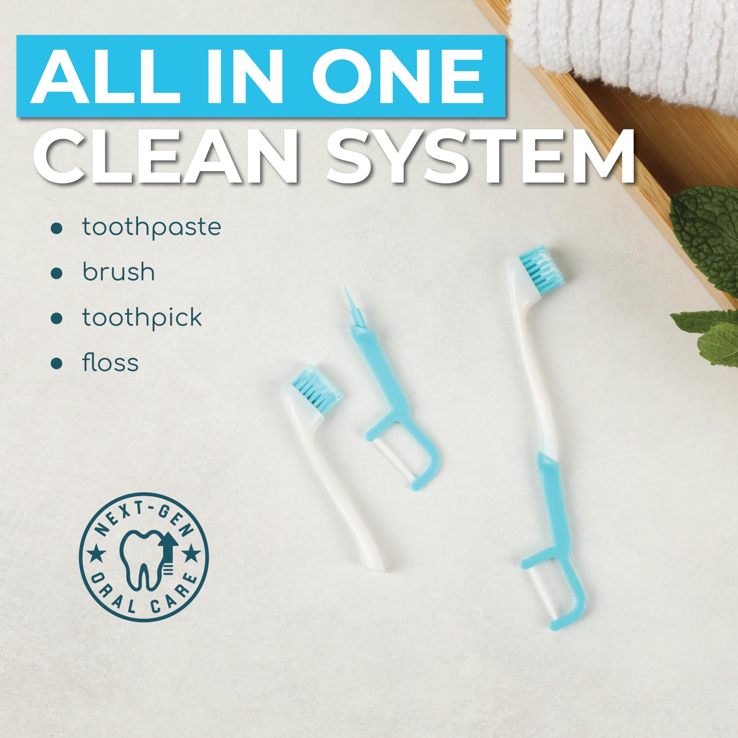 4-in-1 Disposable Whitening Travel Toothbrushes with Floss and Pick