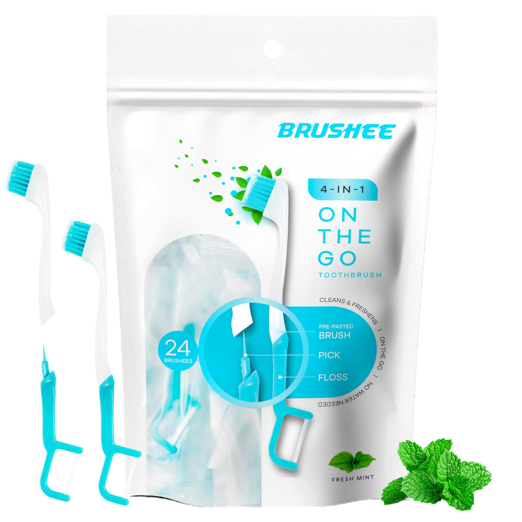 4-in-1 Disposable Whitening Travel Toothbrushes with Floss and Pick