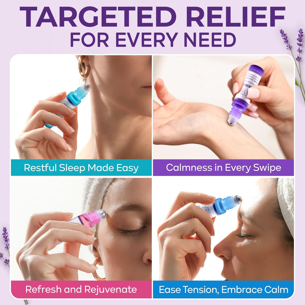 4-Piece Essential Oil Roll-On Set for Relaxation & Sleep