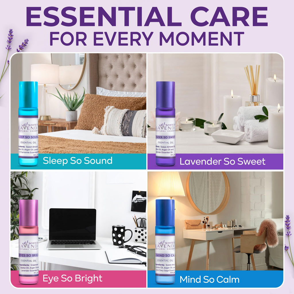 4-Piece Essential Oil Roll-On Set for Relaxation & Sleep